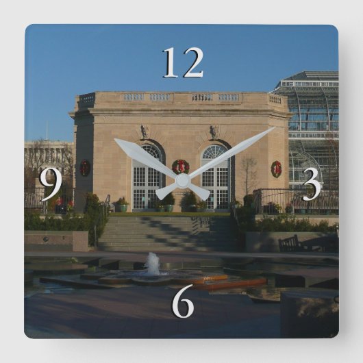 Botanischer Garten zu Weihnachten in Washington DC Quadratische Wanduhr (Vorderseite)
