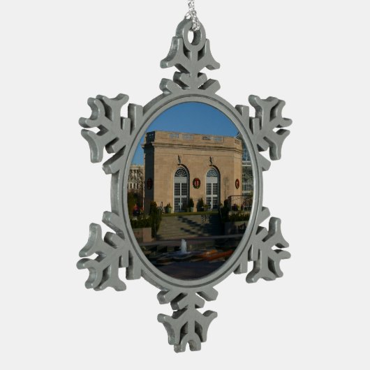 Botanischer Garten zu Weihnachten in Washington DC Schneeflocken Zinn-Ornament (Links)