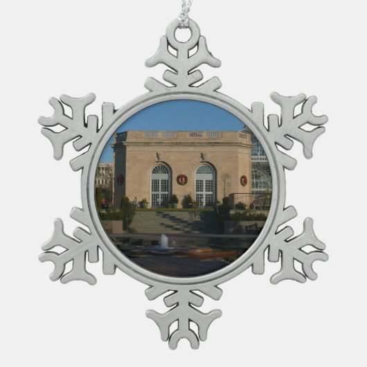 Botanischer Garten zu Weihnachten in Washington DC Schneeflocken Zinn-Ornament (Vorderseite)
