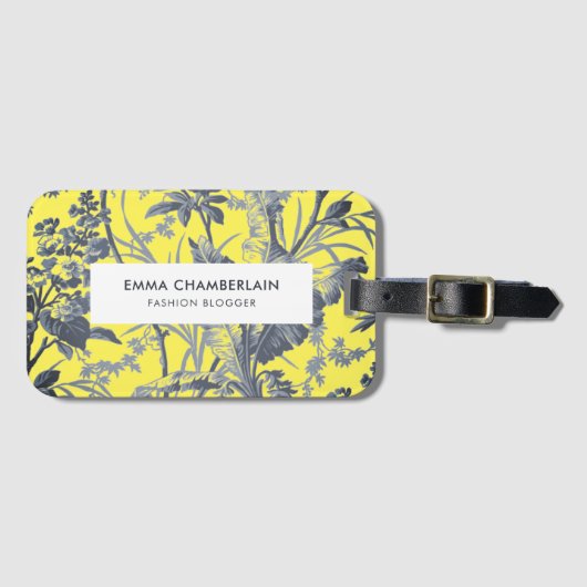 Botanischer Gelber Chinoiserie Custom Luggage Tag Gepäckanhänger (Vorderseite (Horizontal))