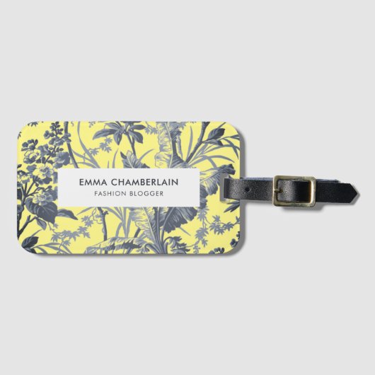 Botanischer Gelber Chinoiserie Custom Luggage Tag Gepäckanhänger (Vorderseite (Horizontal))