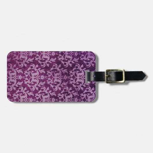 Botanischer gemusterter lila und cremiger gepäckanhänger (Vorderseite horizontal)