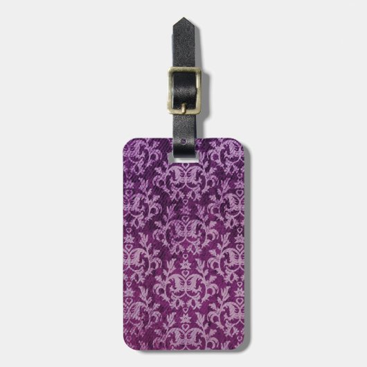 Botanischer gemusterter lila und cremiger gepäckanhänger (Vorderseite vertikal)