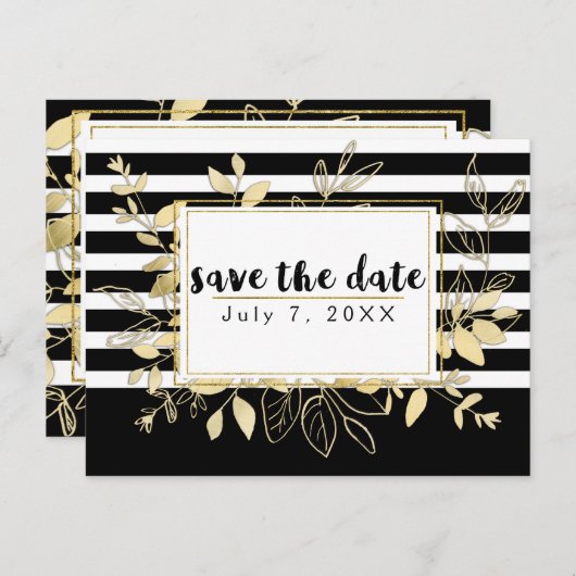 Botanischer Glamour aus dem modernen Schwarzen Gol Ankündigungspostkarte (Vorne/Hinten)