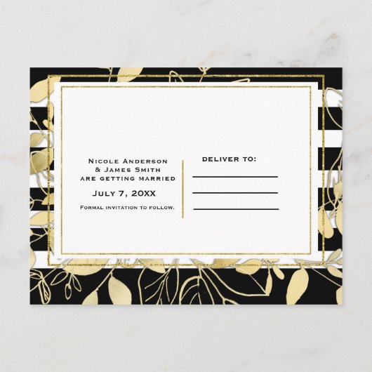Botanischer Glamour aus dem modernen Schwarzen Gol Ankündigungspostkarte (Rückseite)