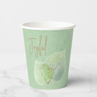 Botanischer Glitzer Wasserfarbe Grün Joyful Pappbecher