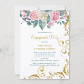 botanischer Gold Glitzer Wirbel Engagement Party Einladung (Vorderseite)