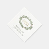 Botanischer goldener Olivenkranz Ostern Serviette (Ecke)