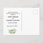 Botanischer Goldwechsel von Plänen Hochzeit versch Ankündigungspostkarte (Rückseite)