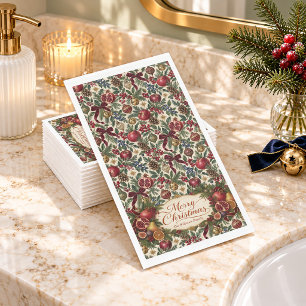 Botanischer Granatapfel-Weihnachten Serviette