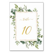 Botanischer Green Wedding Gold Glitzer Nummer 10, Tischnummer (Vorderseite)