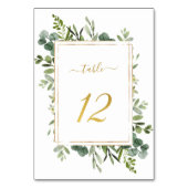 Botanischer Green Wedding Gold Glitzer Nummer 12, Tischnummer (Rückseite)