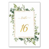 Botanischer Green Wedding Gold Glitzer Nummer 16, Tischnummer (Rückseite)