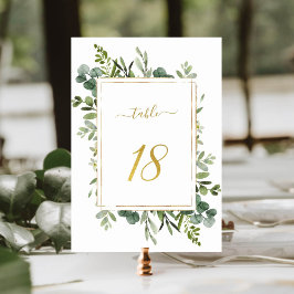 Botanischer Green Wedding Gold Glitzer Nummer 18, Tischnummer
