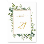 Botanischer Green Wedding Gold Glitzer Nummer 21, Tischnummer (Rückseite)