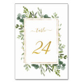 Botanischer Green Wedding Gold Glitzer Nummer 24, Tischnummer (Rückseite)
