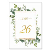 Botanischer Green Wedding Gold Glitzer Nummer 26, Tischnummer (Vorderseite)