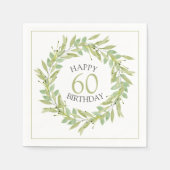 Botanischer Grüner Folienkranz Geburtstag Serviette (Vorderseite)
