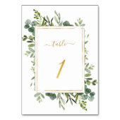 Botanischer Grüner HochzeitGold-Glitzer Nummer 1, Tischnummer (Vorderseite)