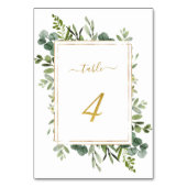 Botanischer Grüner HochzeitGold-Glitzer Nummer 4, Tischnummer (Vorderseite)