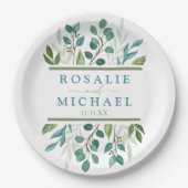 Botanischer Grüner Individuelle Name Pappteller (Vorderseite)