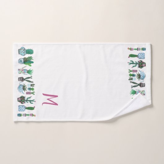 Botanischer grüner tropischer Kakteen Sukkulentes Badhandtuch Set (Handtuch)