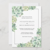 Botanischer Grüner Wasserfarben-Sukkulenter Rahmen Einladung (Vorderseite)