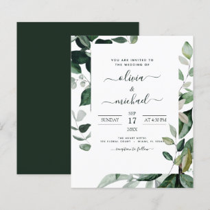 Botanischer Grünfolien-Hochzeitsszenario-Flyer