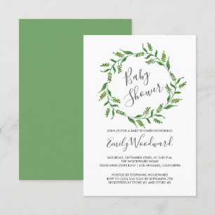 Botanischer Grünkränze Baby Shower Einladung