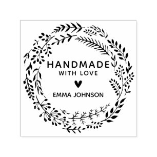 Botanischer Grünkränze Handmade mit Liebe Permastempel
