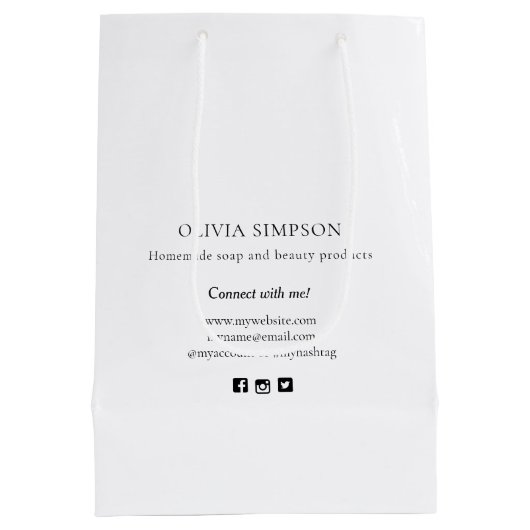 Botanischer Handmade Vielen Dank an kleine Unterne Mittlere Geschenktüte (Rückseite)