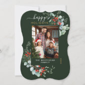 Botanischer Happy Holiday Foto Grün Feiertagskarte (Vorderseite)