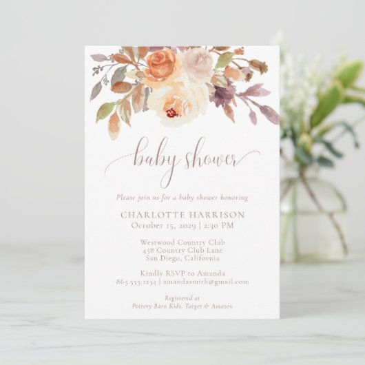 Botanischer Herbst | Babydusche Einladung (Stehend Vorderseite)