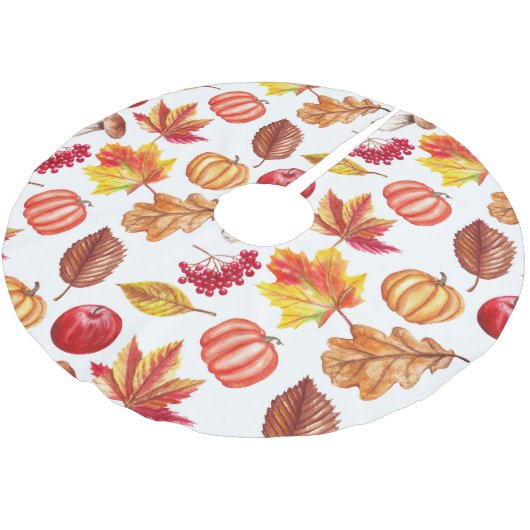 Botanischer Herbst Nahtlos: Blumenelegant. Polyester Weihnachtsbaumdecke (Schrägansicht)