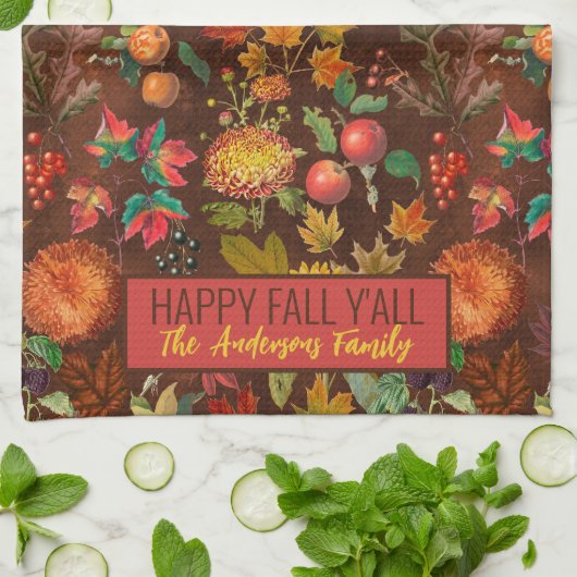 Botanischer Herbst personalisiert Geschirrtuch (Gefaltet)