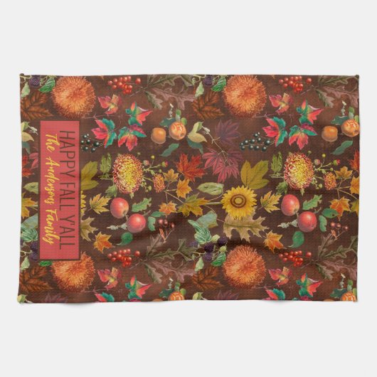 Botanischer Herbst personalisiert Geschirrtuch (Horizontal)