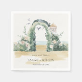 Botanischer Hochzeitsdanken am Strand Serviette (Vorderseite)