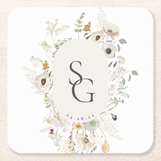 Botanischer Hochzeitsplatz-Untersetzer Rechteckiger Pappuntersetzer (Vorderseite)