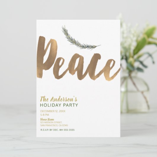 Botanischer Holiday Peace Branch Pine Rustikales G Einladung (Stehend Vorderseite)