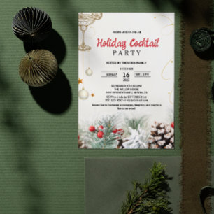 Botanischer Holly Winter Cocktail Weihnachtsfeier  Einladung