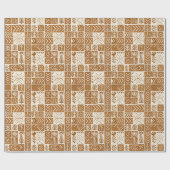 Botanischer Holzblock-Mudcloth | Terrakotta Geschenkpapier (Flach)