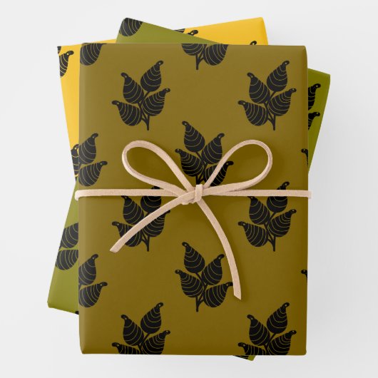 Botanischer Holzschnitt Geschenkpapier Set (Beispiel)