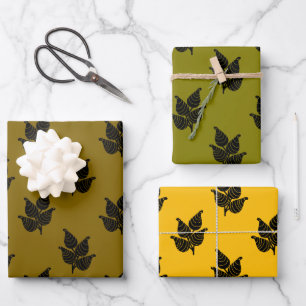 Botanischer Holzschnitt Geschenkpapier Set
