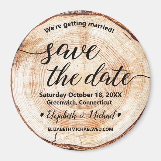 Botanischer Holzschnitt Save the Date rustikale Ho Magnet (Vorne)