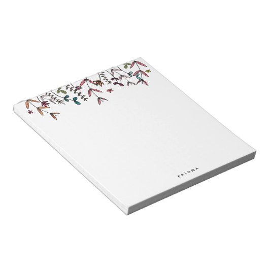 Botanischer Illustrierter moderner Personalisierte Notizblock (angewinkelt)