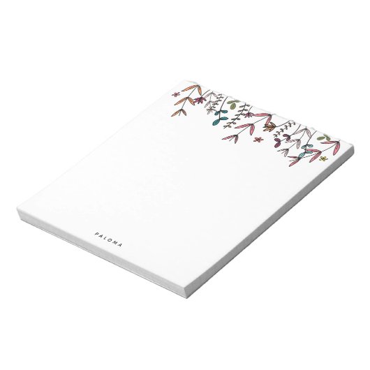 Botanischer Illustrierter moderner Personalisierte Notizblock (Rotiert)