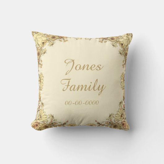 Botanischer individuell anpassbarer Familienname u Kissen (Vorderseite)