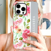 Botanischer Individuelle Name Pink Watercolor Case-Mate iPhone Hülle