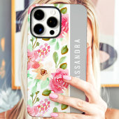 Botanischer Individuelle Name Pink Watercolor Case-Mate iPhone Hülle
