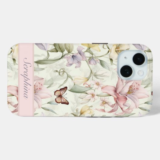 Botanischer Individuelle Name Spring Bouquet Paste Case-Mate iPhone Hülle (Rückseite (Horizontal))